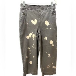 Spanx Twill Cropped Wide leg Pants Tan Bleached Look SZ XL EUC